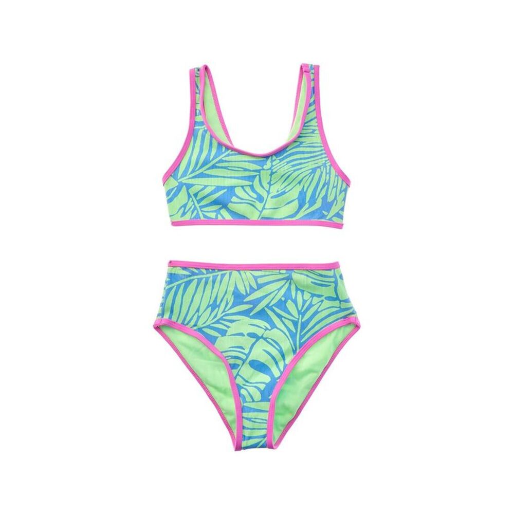 Beach Lingo Girls  2Pc Bralette Crop & High Waist Bottom Set, Blue